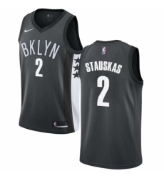 Youth Nike Brooklyn Nets #2 Nik Stauskas Authentic Gray NBA Jersey Statement Edition