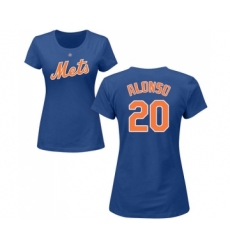 Baseball Women's New York Mets #20 Pete Alonso Royal Blue Name & Number T-Shirt