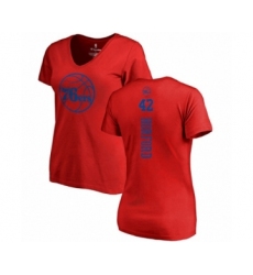 Basketball Women's Philadelphia 76ers #42 Al Horford Red One Color Backer Slim-Fit V-Neck T-Shirt