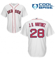 Youth Majestic Boston Red Sox #28 J. D. Martinez Authentic White Home Cool Base MLB Jersey