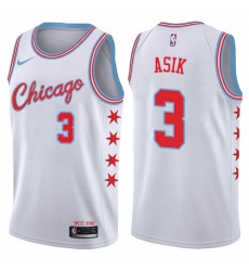Men's Nike Chicago Bulls #3 Omer Asik Authentic White NBA Jersey - City Edition