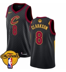 Women's Nike Cleveland Cavaliers #8 Jordan Clarkson Authentic Black 2018 NBA Finals Bound NBA Jersey Statement Edition