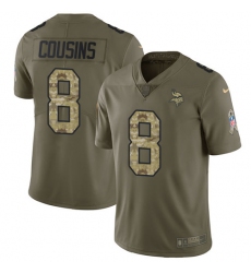 Men's Nike Minnesota Vikings #8 Kirk Cousins Limited Olive Camo 2017 Salute to Service NFL Jersey