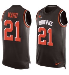 Men's Nike Cleveland Browns #21 Denzel Ward Limited Brown Player Name & Number Tank Top NFL Jersey