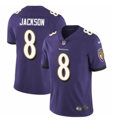 Youth Nike Baltimore Ravens #8 Lamar Jackson Purple Team Color Vapor Untouchable Elite Player NFL Jersey