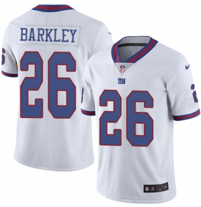 Men's Nike New York Giants #26 Saquon Barkley Limited White Rush Vapor Untouchable NFL Jersey
