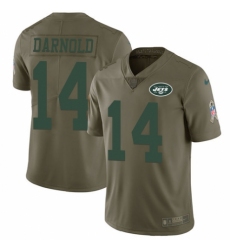 Youth Nike New York Jets #14 Sam Darnold Limited Olive 2017 Salute to Service NFL Jersey