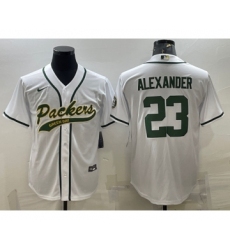 Men's Green Bay Packers #23 Jaire Alexander White With Patch Cool Base Stitched Baseball Jersey