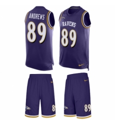 Men's Nike Baltimore Ravens #89 Mark Andrews Limited Purple Tank Top Suit NFL Jersey