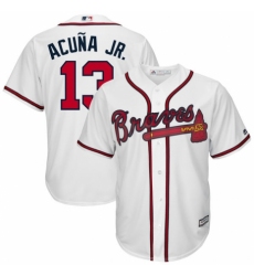 Men's Atlanta Braves #13 Ronald Acuña Jr. Majestic White Official Cool Base Player Jersey