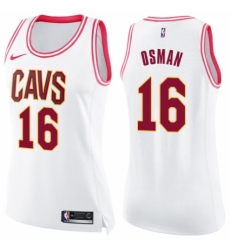 Women's Nike Cleveland Cavaliers #16 Cedi Osman Swingman White/Pink Fashion NBA Jersey