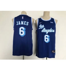 Men's Nike Los Angeles Lakers #6 LeBron James Blue Basketball Swingman Association Edition Jersey