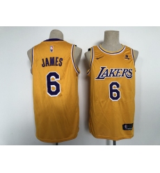 Men's Nike Los Angeles Lakers #6 LeBron James Yellow Swingman Association Edition Jersey