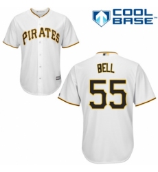 Youth Majestic Pittsburgh Pirates #55 Josh Bell Authentic White Home Cool Base MLB Jersey