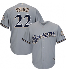 Youth Milwaukee Brewers #22 Christian Yelich Grey Cool Base Stitched MLB Jersey
