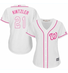 Women's Majestic Washington Nationals #21 Brandon Kintzler Authentic White Fashion Cool Base MLB Jersey