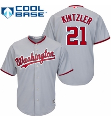 Youth Majestic Washington Nationals #21 Brandon Kintzler Replica Grey Road Cool Base MLB Jersey