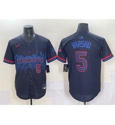 Men's Toronto Blue Jays #5 Daulton Varsho Navy 2024 City Connect Limited Stitched Baseball Jersey