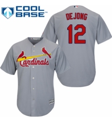 Youth Majestic St. Louis Cardinals #12 Paul DeJong Authentic Grey Road Cool Base MLB Jersey
