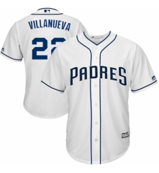 Youth Majestic San Diego Padres #22 Christian Villanueva Replica White Home Cool Base MLB Jersey