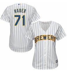 Women's Majestic Milwaukee Brewers #71 Josh Hader Replica White Home Cool Base MLB Jersey