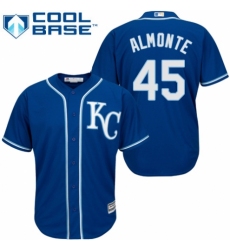 Men's Majestic Kansas City Royals #45 Abraham Almonte Replica Blue Alternate 2 Cool Base MLB Jersey