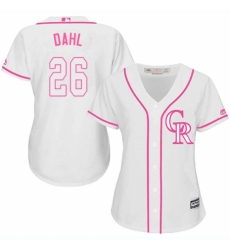Women's Majestic Colorado Rockies #26 David Dahl Authentic White Fashion Cool Base MLB Jersey