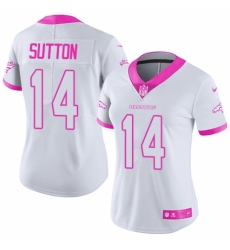 Women's Nike Denver Broncos #14 Courtland Sutton Limited White/Pink Rush Fashion NFL Jersey