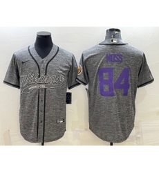 Men's Minnesota Vikings #84 Randy Moss Grey Gridiron With Patch Cool Base Stitched Baseball Jersey