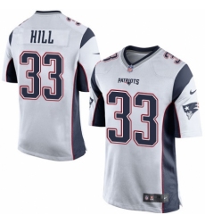 Men's Nike New England Patriots #33 Jeremy Hill Game White NFL Jersey