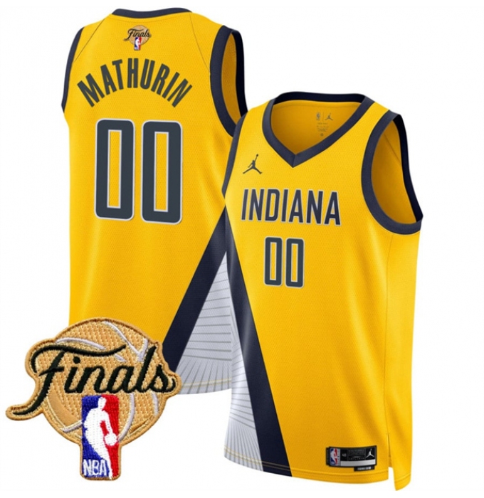 Men's Indiana Pacers #00 Bennedict Mathurin Yellow 2025 Finals Statement Edition Stitched Basketball Jersey