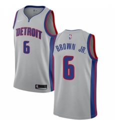 Men's Nike Detroit Pistons #6 Bruce Brown Jr. Swingman Silver NBA Jersey Statement Edition