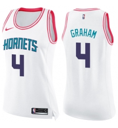 Women's Nike Charlotte Hornets #4 Devonte Graham Swingman White Pink Fashion NBA Jersey