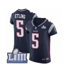 Men's Nike New England Patriots #5 Danny Etling Navy Blue Team Color Vapor Untouchable Elite Player Super Bowl LIII Bound NFL Jersey