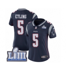 Women's Nike New England Patriots #5 Danny Etling Navy Blue Team Color Vapor Untouchable Limited Player Super Bowl LIII Bound NFL Jersey