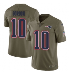 Men's Nike New England Patriots #10 Josh Gordon Limited Olive 2017 Salute to Service NFL Jersey