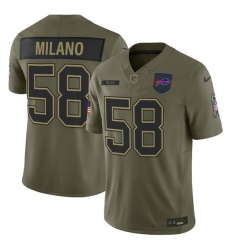 Men's Buffalo Bills #58 Matt Milano Olive 2025 Salute to Service Limited Football Stitched Jersey