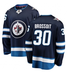 Men's Winnipeg Jets #30 Laurent Brossoit Fanatics Branded Navy Blue Home Breakaway NHL Jersey