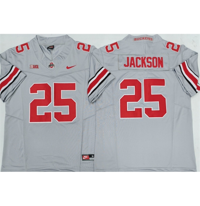 Men's Ohio State Buckeyes #25 Lamar Bo Jackson Gray 2025 F.U.S.E. Limited Stitched Jersey
