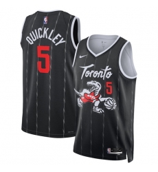 Men's Toronto Raptors #5 Immanuel Quickley Black 2025-26 City Edition Stitched Basketball Jersey