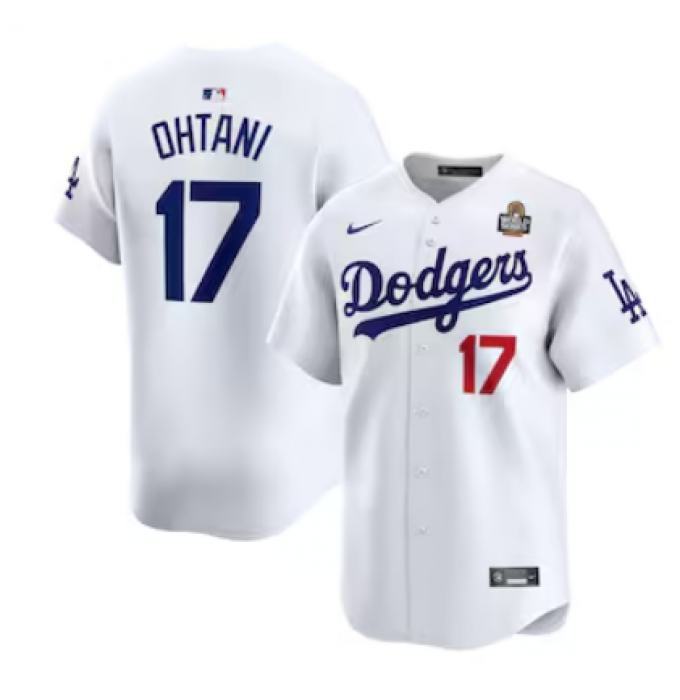 Men's Los Angeles Dodgers #17 Shohei Ohtani Nike White 2024 World Series Home Limited Player Jersey