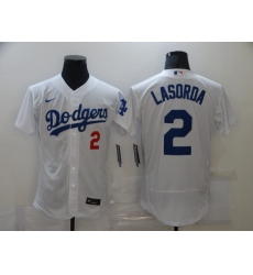 Men's Los Angeles Dodgers #2 Lasorda Nike White Jersey