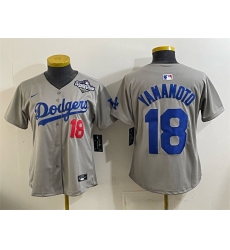 Women's Los Angeles Dodgers #18 Yoshinobu Yamamoto Grey 2025 World Series Limited Stitched Baseball Jersey(Run Small)