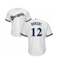 Men's Milwaukee Brewers #12 Aaron Rodgers Replica White Alternate Cool Base Baseball Jersey