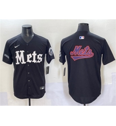 Men's New York Mets Team Big Logo Black 'Gotham Gothic Edition' Vapor Premier Limited Stitched Baseball Jersey