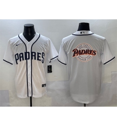 Men's San Diego Padres Team Big Logo White Cool Base Stitched Baseball Jersey