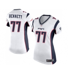 Women's New England Patriots #77 Michael Bennett Game White Football Jersey