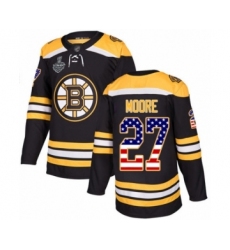 Men's Boston Bruins #27 John Moore Authentic Black USA Flag Fashion 2019 Stanley Cup Final Bound Hockey Jersey