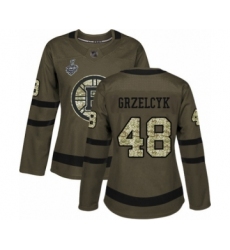 Women's Boston Bruins #48 Matt Grzelcyk Authentic Green Salute to Service 2019 Stanley Cup Final Bound Hockey Jersey
