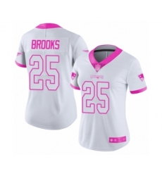 Women's New England Patriots #25 Terrence Brooks Limited White Pink Rush Fashion Football Jersey
